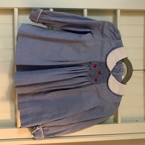 Little English blue gingham smocked shirt size 3T